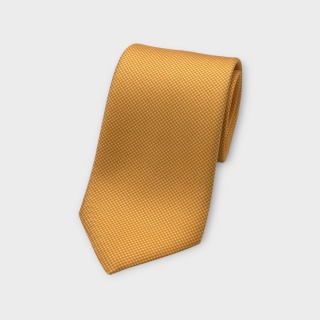 Cravatta Made in Como in pura seta stampata arancione con motivi arancione chiaro 8cm x 150cm