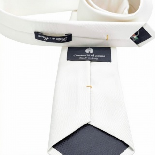 Cravatta Made in Como in pura seta bianco ottico 8cm x 148cm