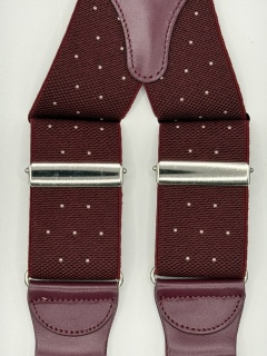Elastico bordeaux con pois bianchi 35mm 4 clips (#1340)