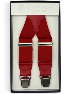 Elastico rosso con pois blu 35mm 4 clips (#1344)