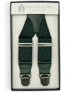 Elastico verde con pois bianchi 35mm 4 clips (#1344)