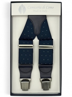 Elastico blu con pois bianchi 35mm 4 clips (#1341)