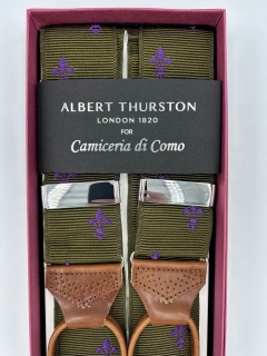 Fleur-de-Lys Braces with tan glazed brogue leather ends (#815)