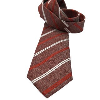 Cravatta Made in Como in pura seta regimental con righe rosse e bianche 8cm x 148cm