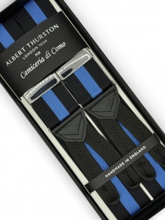 Black and Blue striped Braces with Braid Ends (#1299)