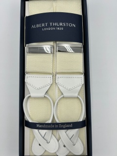 Ivory braces with white Leather Ends (#1001)