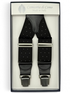 Elastico nero con pois bianchi 35mm 4 clips (#1342)