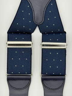 Elastico blu con pois bianchi 35mm 4 clips (#1341)