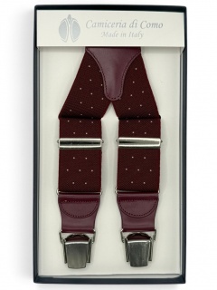 Elastico bordeaux con pois bianchi 35mm 4 clips (#1340)