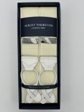 Ivory braces with white Leather Ends (#1001)