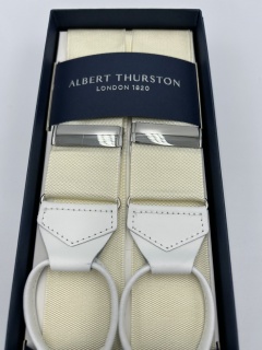 Ivory braces with white Leather Ends (#1001)