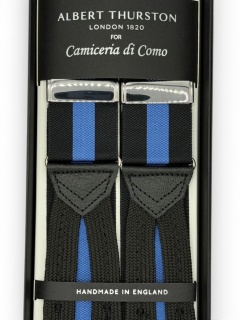 Black and Blue striped Braces with Braid Ends (#1299)