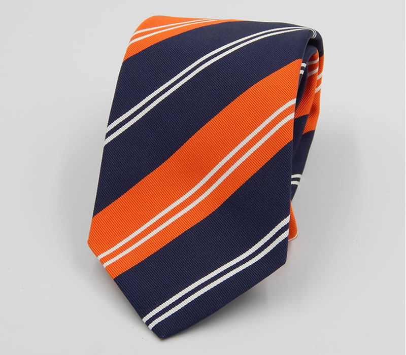 Orange/blue/white regimental tie, 100% silk